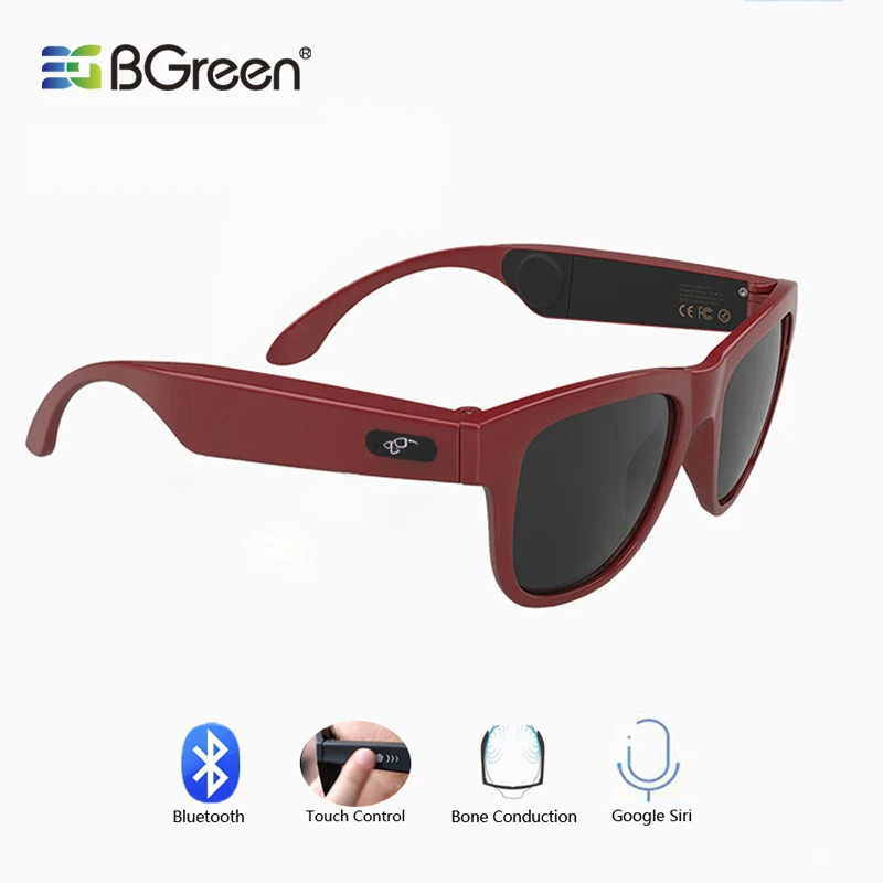 BGreen костной проводимости Bluetooth Смарт наушники аудио Музыка поляризованные солнцезащитные очки Беспроводные спортивные наушники стерео гарнитура