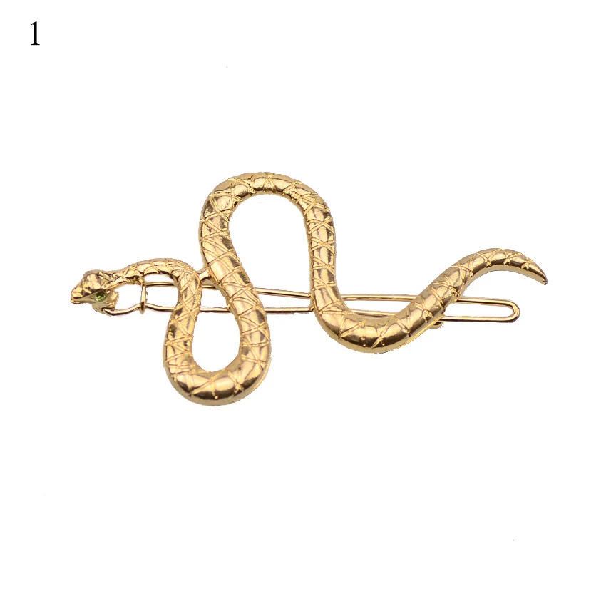 Женская заколка Пряжка под змеиную кожу золотистая металлическая для волос