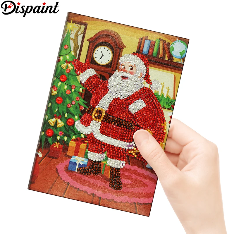 

Dispaint A5 Notebooks 5D DIY Diamond Painting Special Shape Diary Book Diamond Embroidery "Santa Claus" Rhinestones Decor Gift
