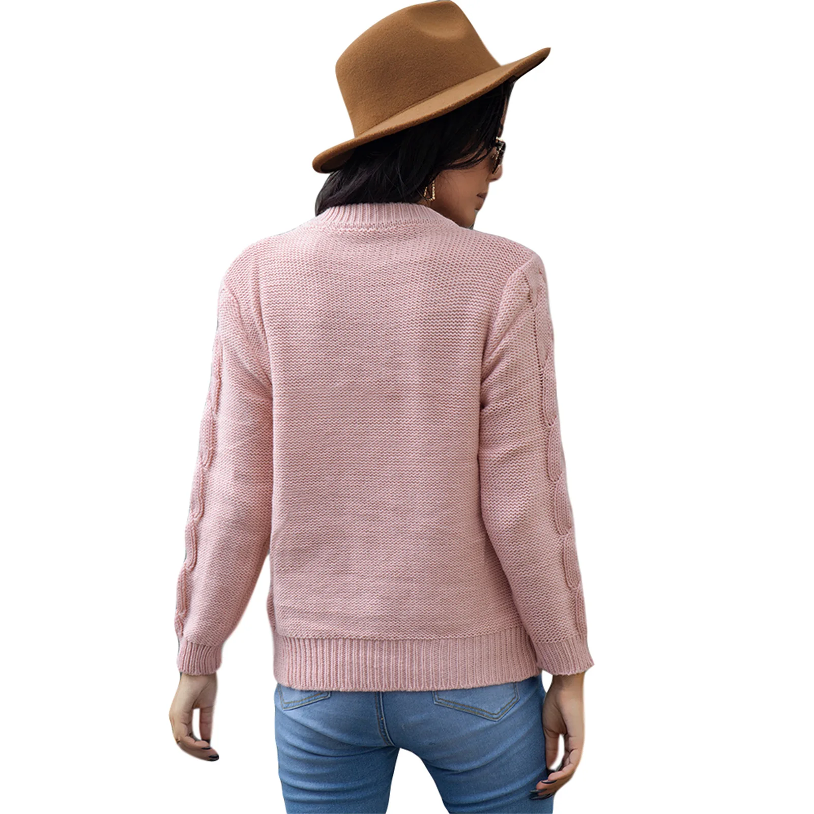 

Sweaters for Women Fashion Round Neck Long Sleeve Loose Knitted Jumper Pullover Tops for Holiday Dating Birthday Party Shopping