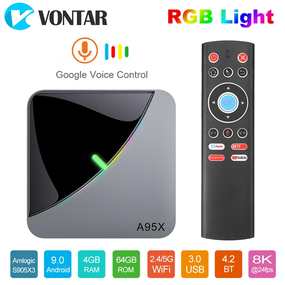 2020 VONTAR A95X F3 Air 8K RGB Light TV Box Android 9...