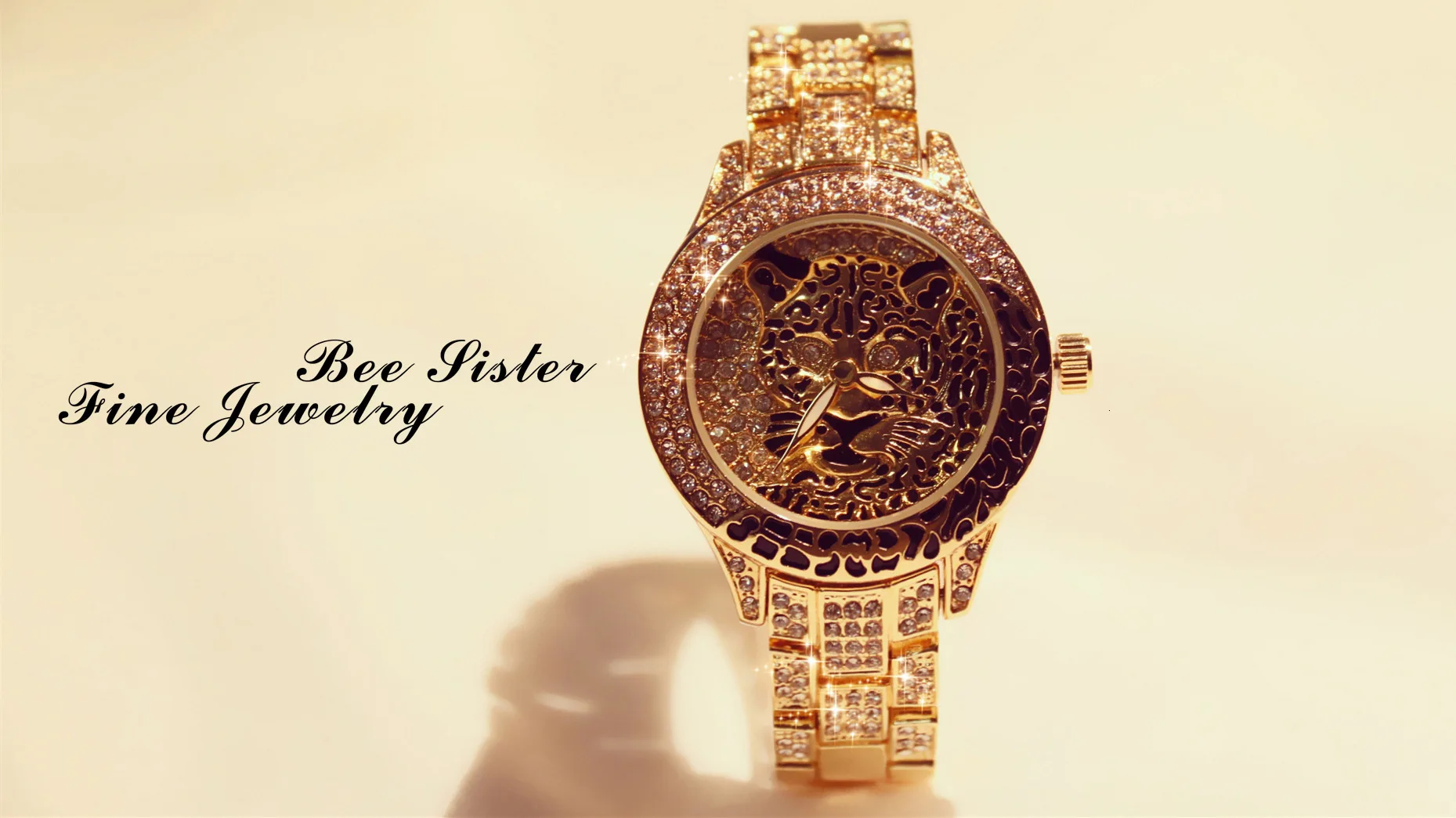 Для женщин часы дамы платье часы Montre Femme Сталь Леопардовый принт стразы браслет для наручных часов с тигром с украшением в виде кристаллов Часы relogio feminino