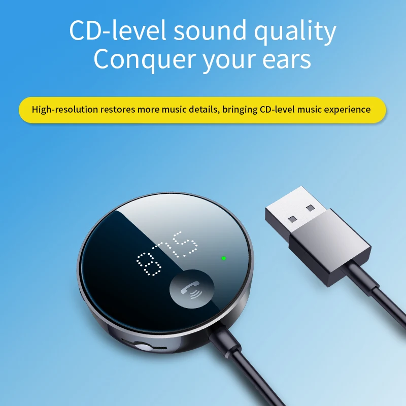 

USB Bluetooth AUX-адаптер YUNCLOUND, автомобильный комплект громкой связи BT 5,0, аудиоприемник для автомобиля, гарнитура для телефона, FM-передатчик