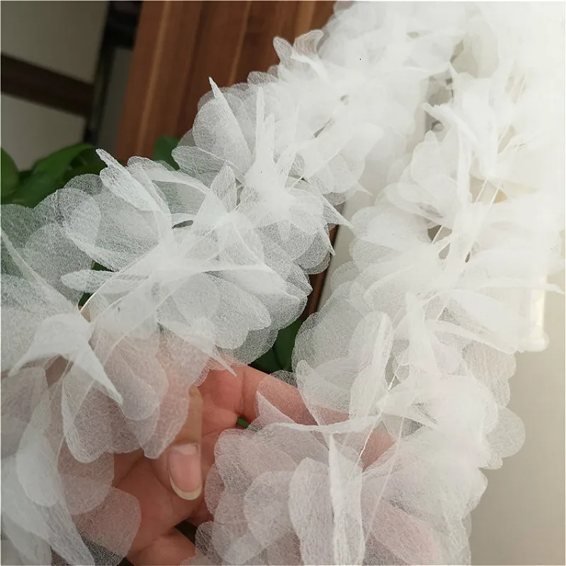 

New Bubble Organza Hand-woven Applique Fluffy Lace Ribbon Ladies Children Wedding Dress Hat Skirt Shoulder Strap Fairy Trim