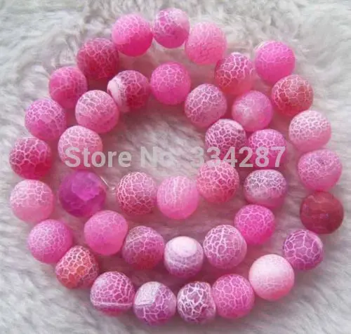 Розовый матовый Трещины Агат Круглые бусины 10 мм 14 дюймов|Бусины| |