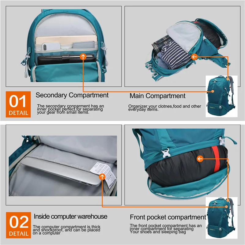 NEVO RHINO водонепроницаемый 40L мужской рюкзак унисекс дорожная сумка походный открытый альпинистский рюкзак для мужчин