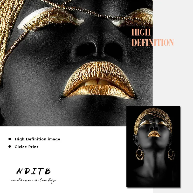 Сексуальная черная Женская холщовая настенная живопись Постер скандинавской