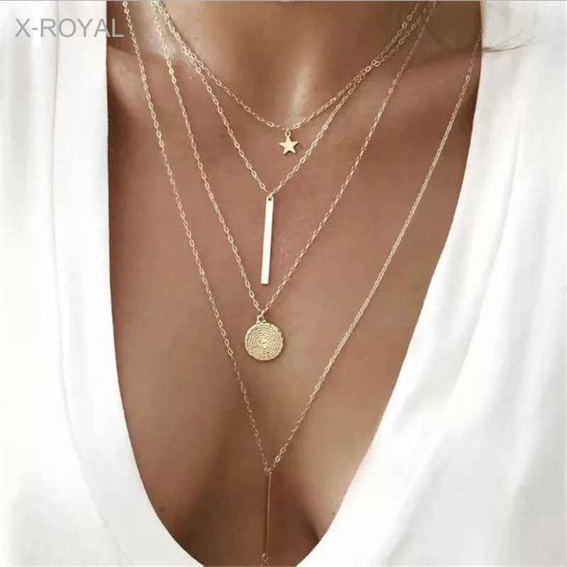 X ROYAL DIY Оригинальность Для женщин классический мульти 4 слоя Цепочки и ожерелья s