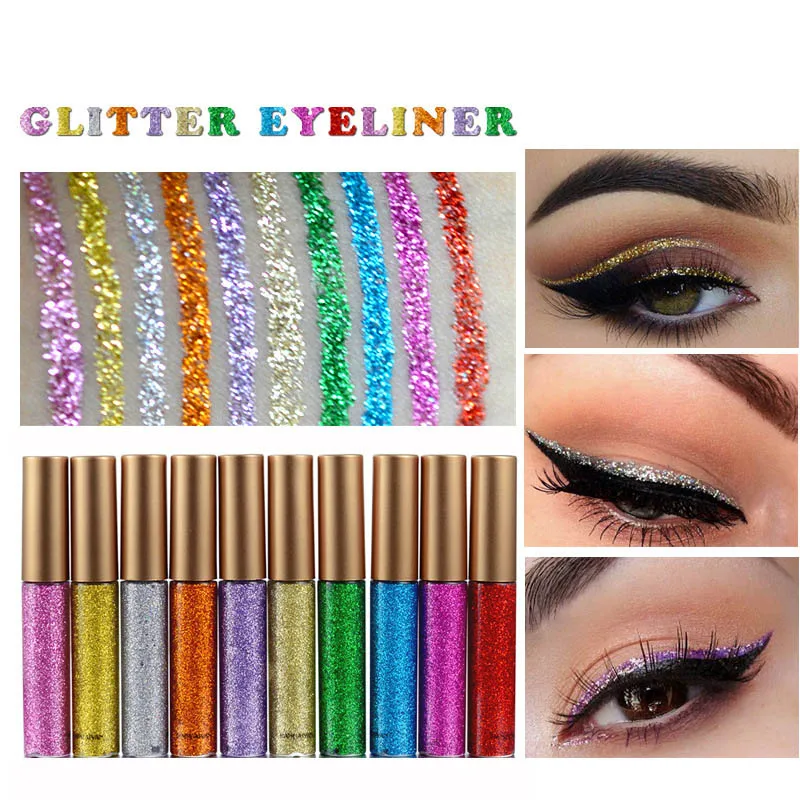 10Pcs/Set Glitter Makeup Eyeliners Easy to Wear Waterproof Pigmented Liquid Eyeliner Cosmetic Tools For Lady FM88 |