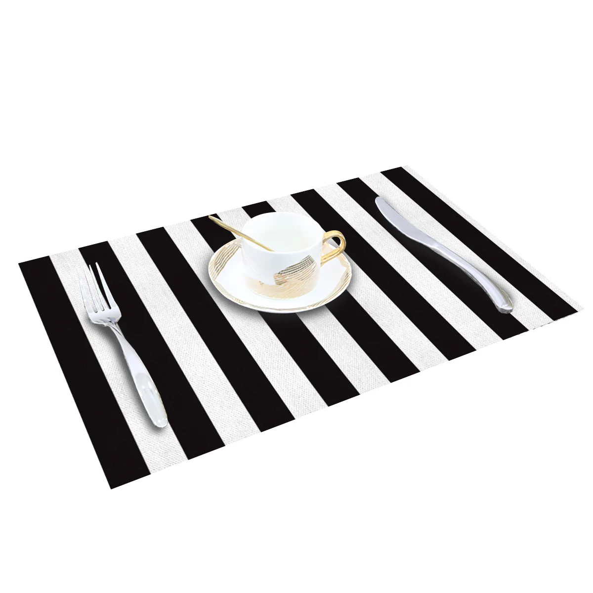 Коврик для стола в черно белую полоску кухонный декоративный коврик салфетка