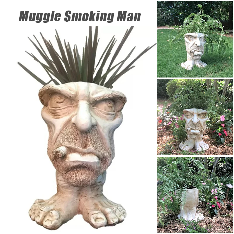 

Muggly's The Face, статуя, плантатор Funnys, выражение, цветочный горшок для дома, сада, украшение растений PSEN999