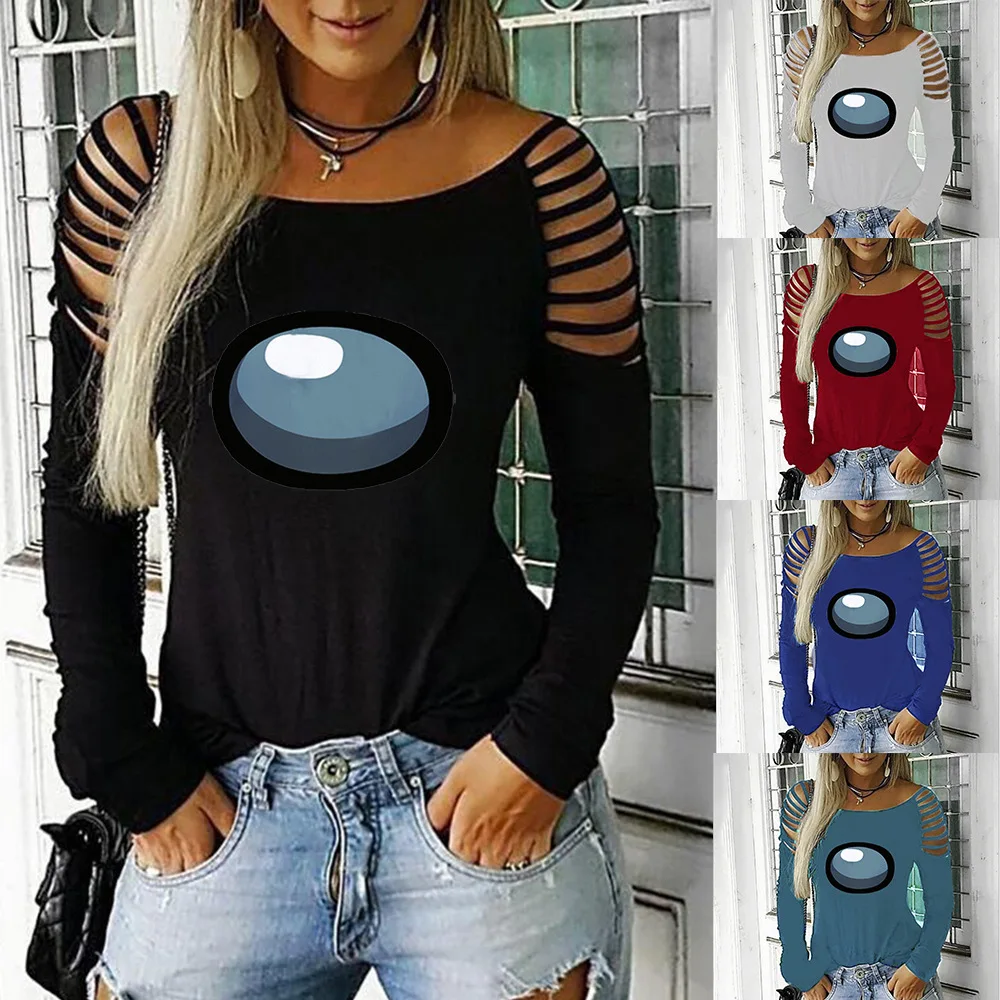 

S-5XL Fashion Sexy T Shirts Women Plus Size Long Sleeve Spring Autumn Tops 2020 Black Cotton Tees camisas de mujer elegantes