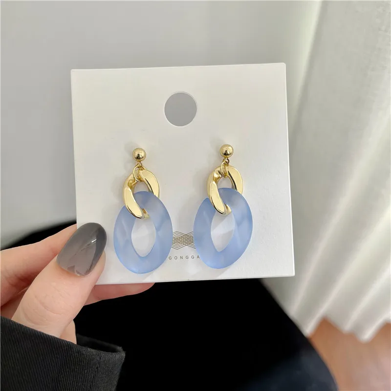 

European And American Style Acrylic Contrast Color Earrings Fashion And Contracted Tassel Stud Earrings Jewelry Wholesale