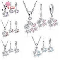 new bijoux crystal stars necklace set earrings for women gift elegant real 925 sterling silver fashion jewelry set gifts