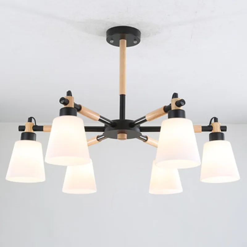 

Nordic Chandelier E27 With PVC Lampshade For Living Room Suspendsion Lighting Fixtures Lamparas Colgantes Wooden 110V 220V