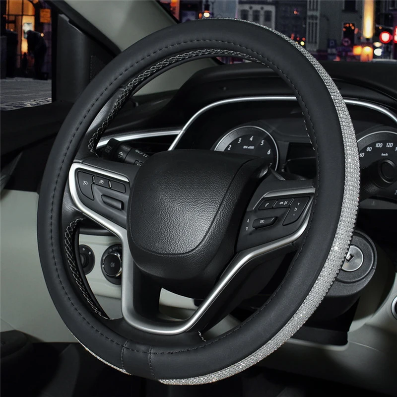 

Decor Steering Wheel Cover Auto Car 38cm Black Handmade Replacement Interior Accessory