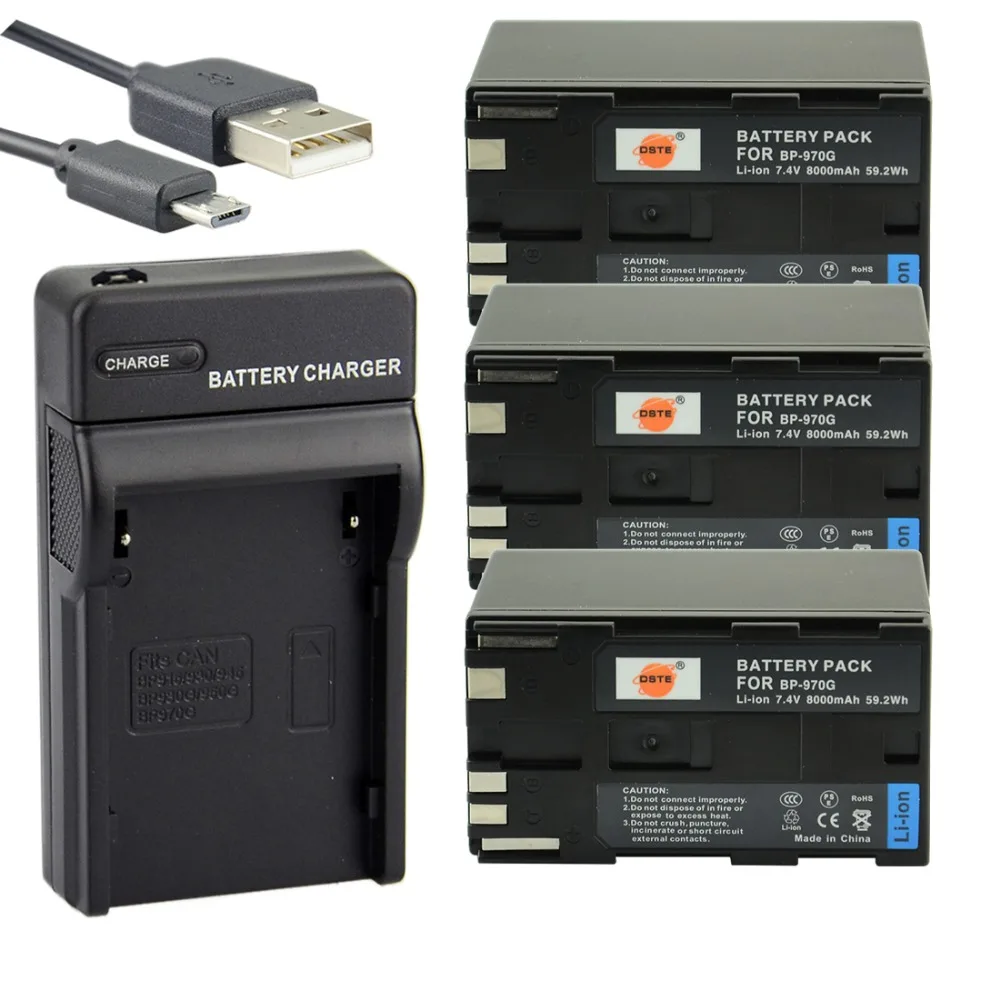 4 шт. 8000 мАч 7 В Φ BP970G DSTE зарядное устройство для камеры Canon XLH1 XHG1 XHA1 XL2 XM2 G1S XF305 XF300