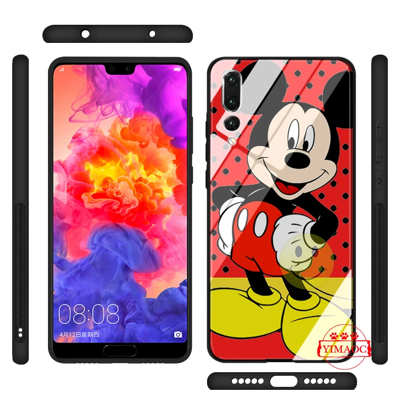 YIMAOC новогодний стеклянный чехол с Микки Минни для Huawei P10 Lite P20 Pro P30 P Smart honor 7A 8X9 10 Y6