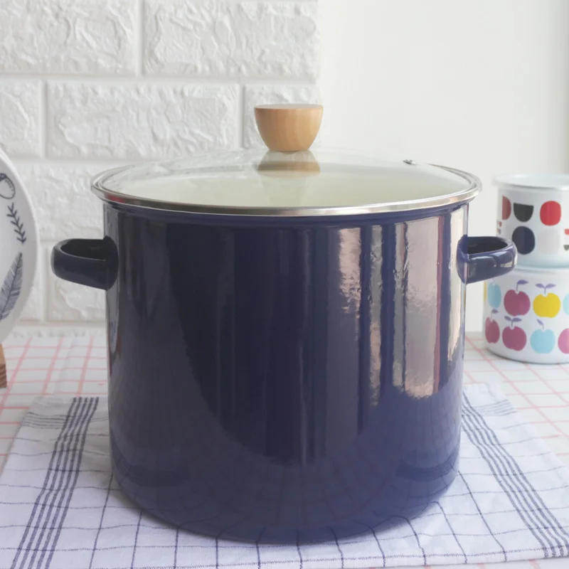 

Milk Pot Enamel Pot 9.5L Thick Steamer Stew Pot Pot Rice Barrel Pickle Cylinder Steamer Pans Kitchen Cookware Ollas De Cocina