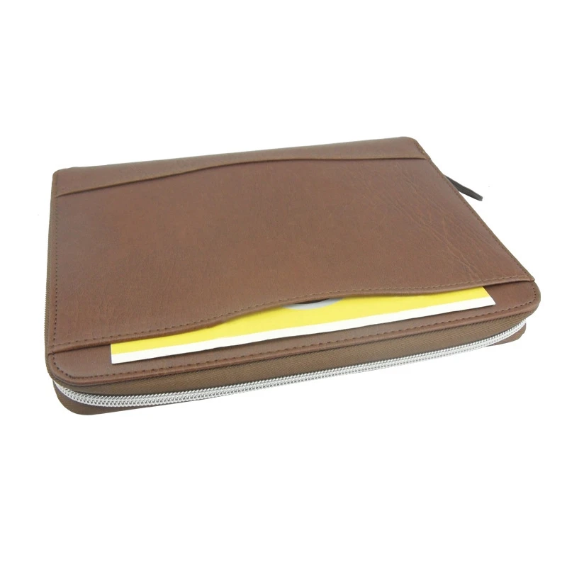 Профессиональный Бизнес портфель стиль Органайзер папка с ручками блокнот коричневая синтетическая