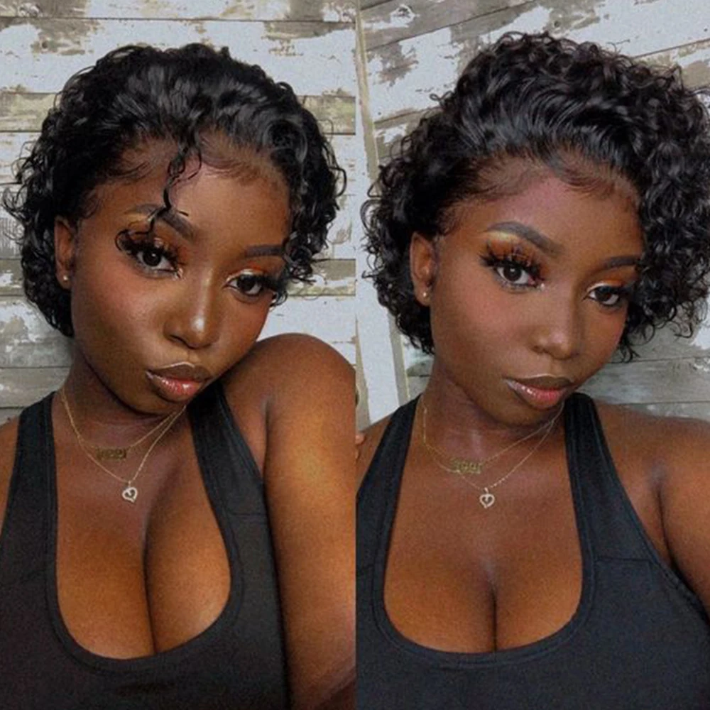 Парик фея 13x4 вьющиеся кружевные передние парики 4x4 короткие бразильские кудрявые