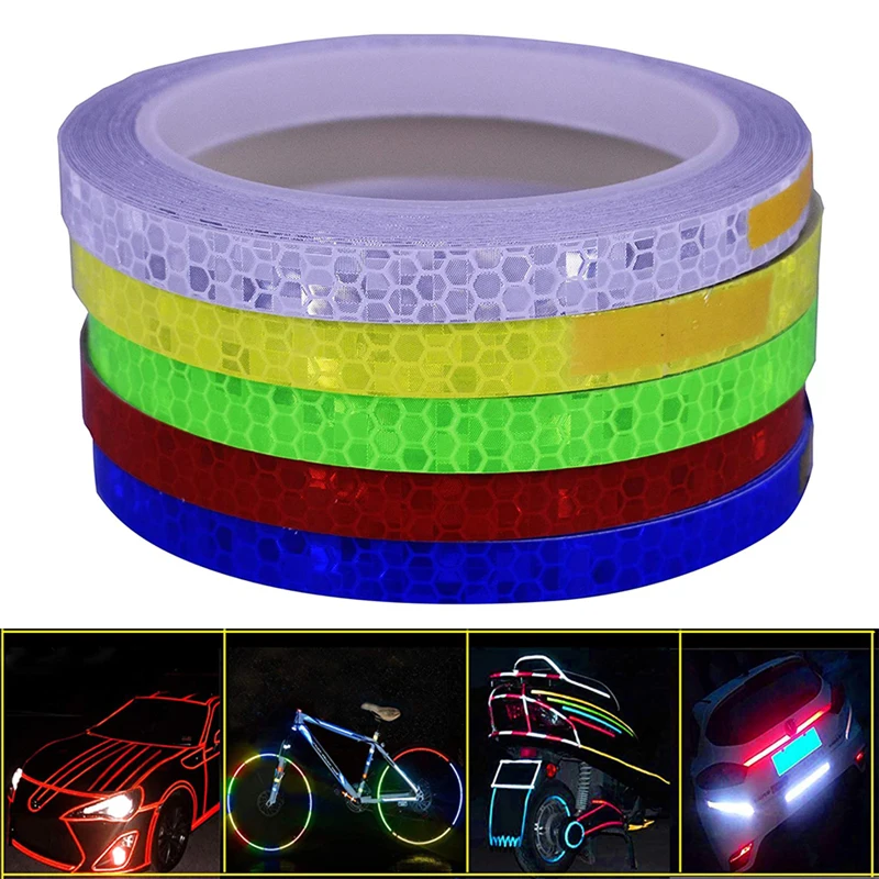 

1cmx8m Bike Reflective Stickers Cycling Fluorescent Reflective Tape MTB Bicycle Adhesive Tape Outdoor Safety DIY Decor Sticker