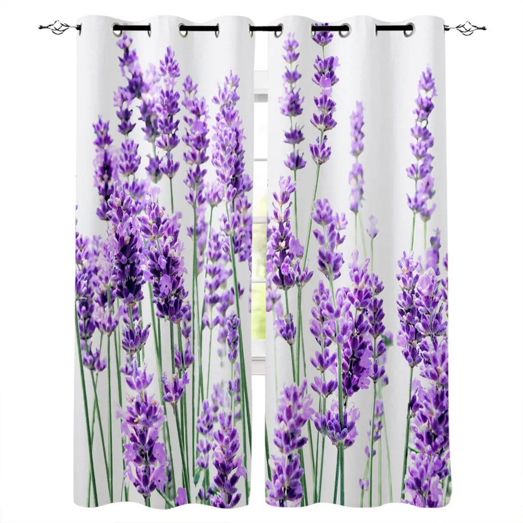 Шторы для спальни кухни лавандовые занавески с цветами украшения гостиной
