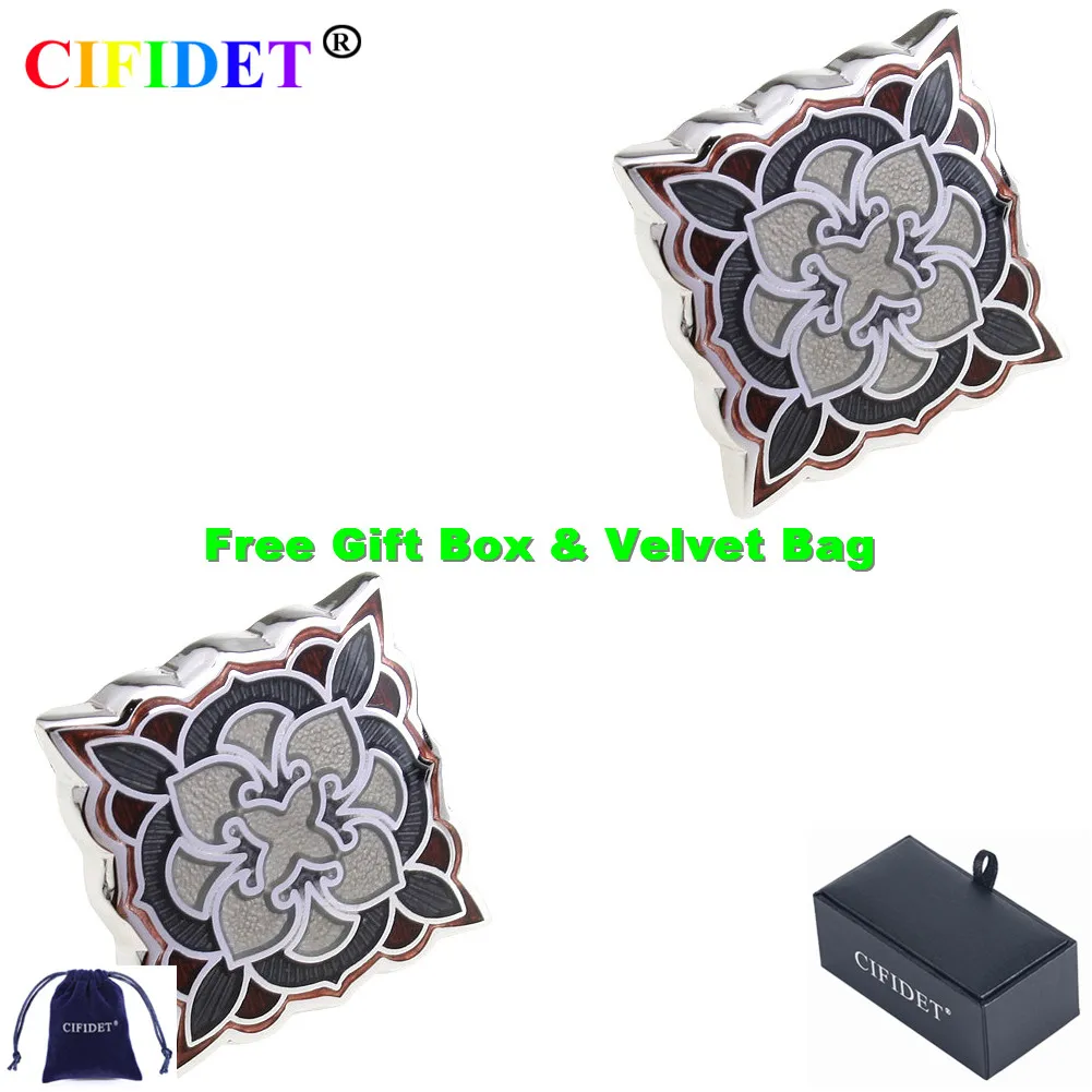 

CIFIDET Enamel Cufflink Mix Colors Epoxy Shirt Cuff Link With Velvet Bag and Gift Box Jewelry Accessories Present for Men