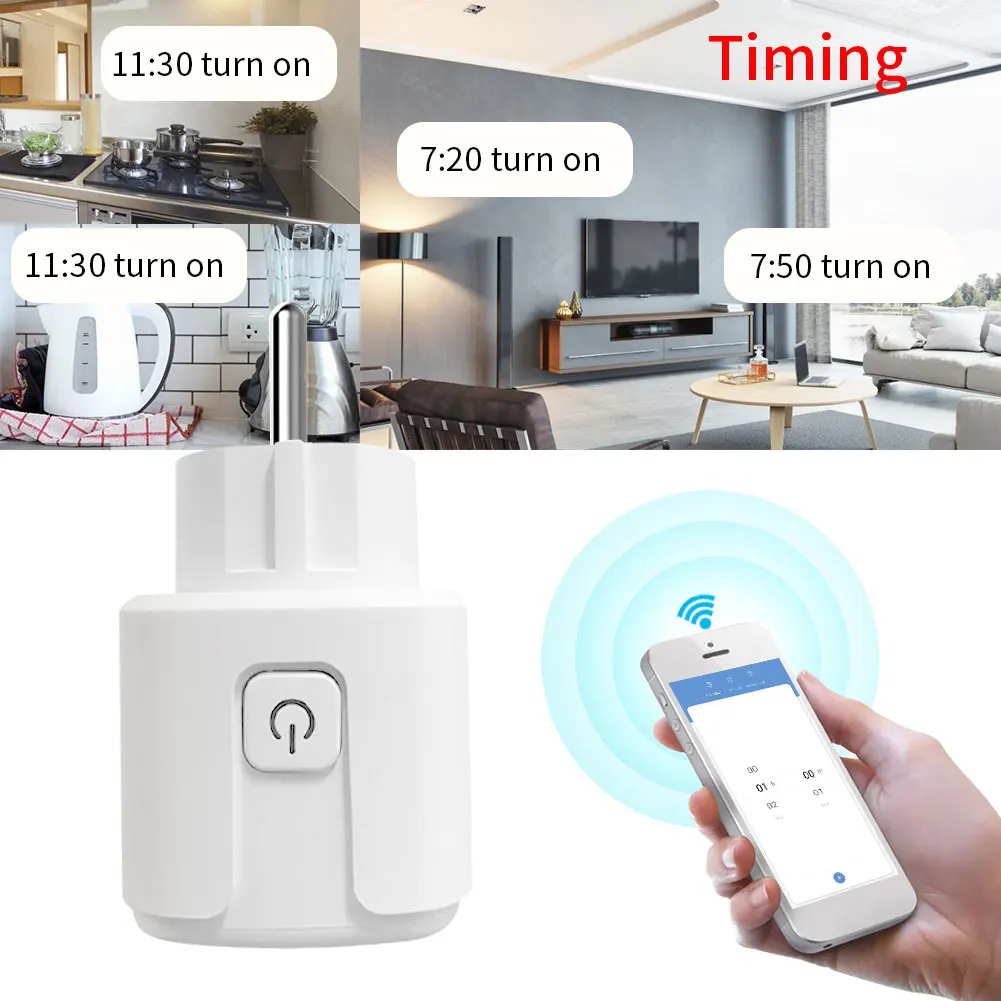 

CBE EU Sockets 16A Power Monitor Remote Control Smart Home WiFi Plug Tuya SmartLife APP Works with Alexa Google Assistant