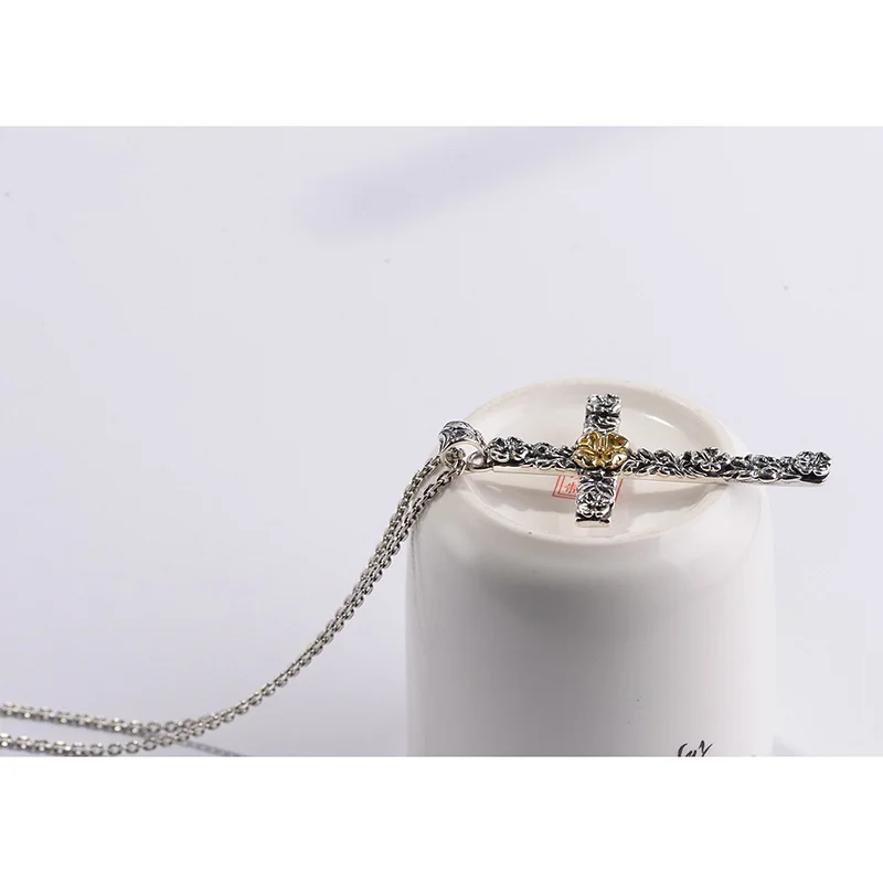 

Genuine Sterling Silver 925 Orthodox Cross Pendant Male Stone Personalized Prayer Jewelry Colgantes De Plata De Ley 925