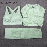 normov women camouflage yoga sets 3 pcs seamless fitness yoga bra sports shirts high waist gym leggings fitness suits