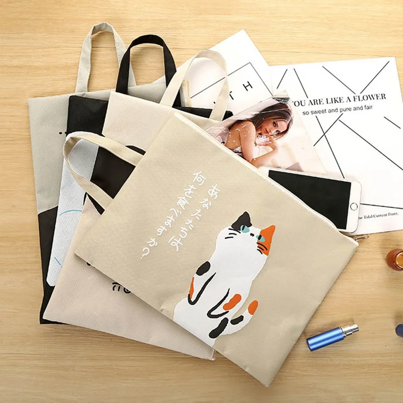 

Cute A4 Document Bag Cat Folder Bag Cute Kawaii Large Capacity Oxford Cloth High Quality Documents Folder Gifts For Students