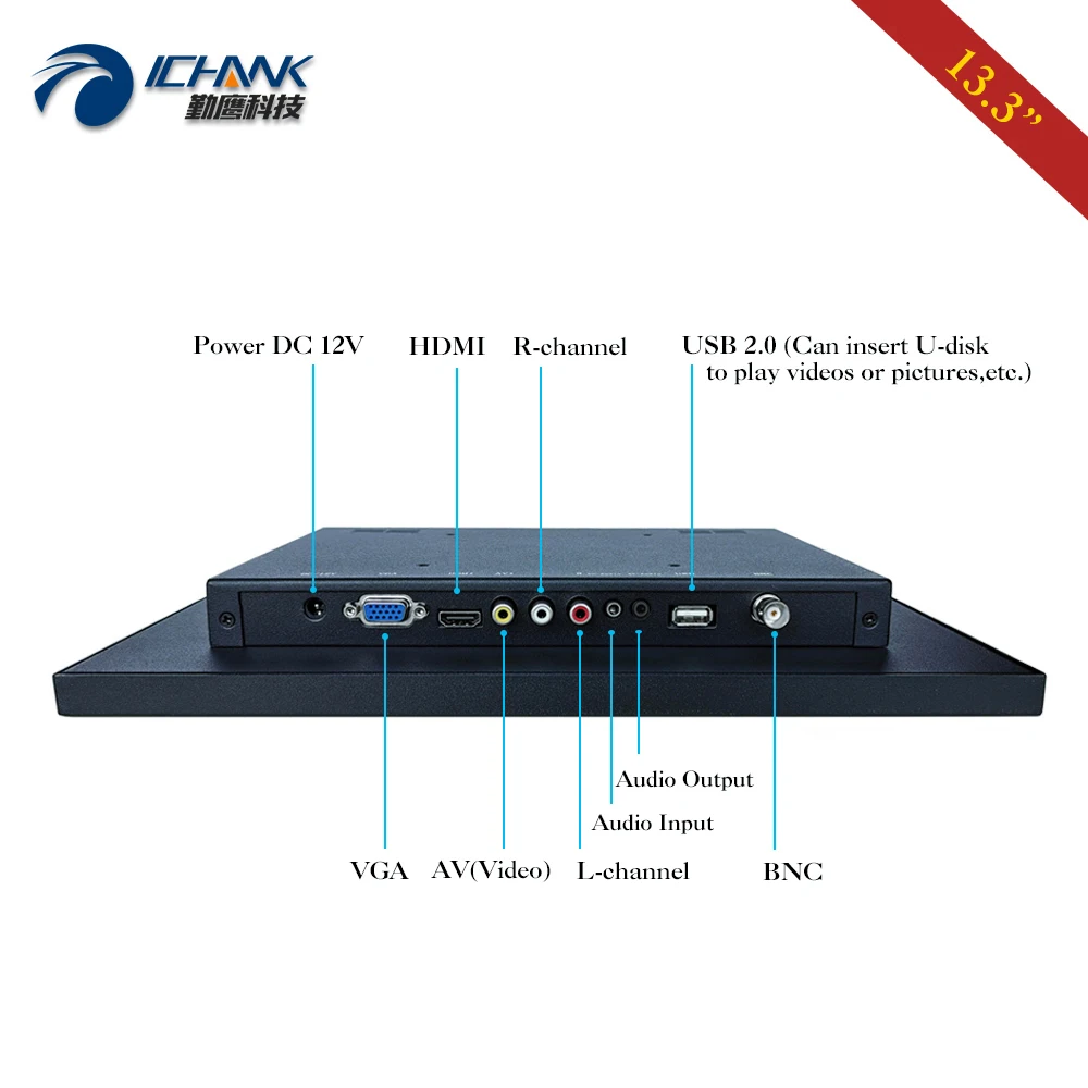 ZB133TN-56/13 3 &quot1920x1080p 16:9 BNC HDMI VGA Built-in динамик пульт дистанционного управления ПК - Фото №1