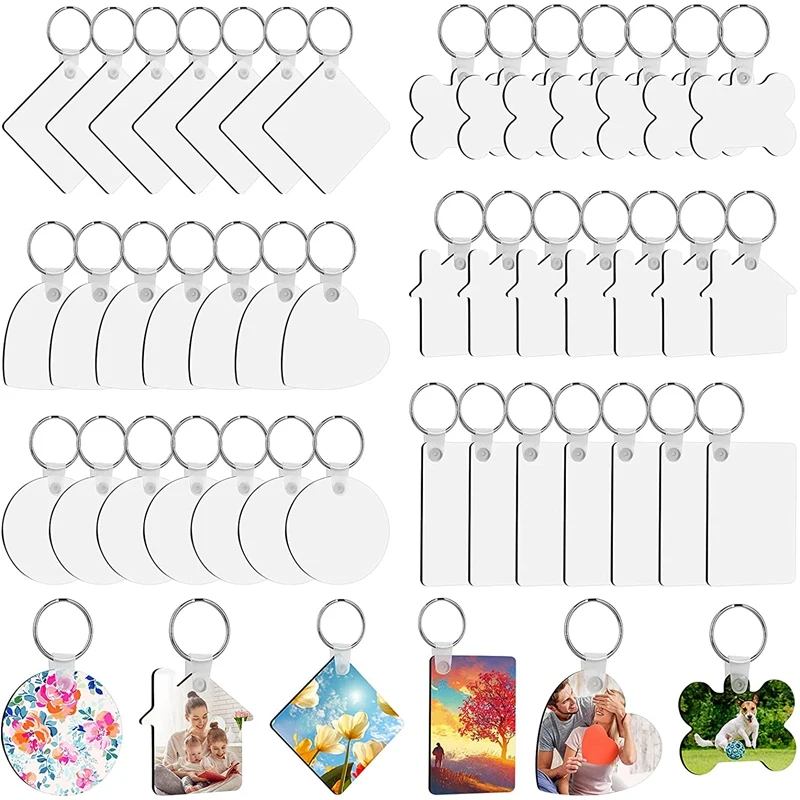 

Sublimation Blank Keychains, 126Pcs Heat Transfer Keychain Pendant MDF Keychain Blanks for DIY Craft Keychain Making