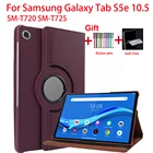 Вращающийся на 360 градусов чехол для Samsung Galaxy Tab S5e 10,5, чехол-книжка для планшета 2019, SM-T720, SM-T725, 10,5 дюйма, кожаный чехол-подставка с ручкой и пленкой