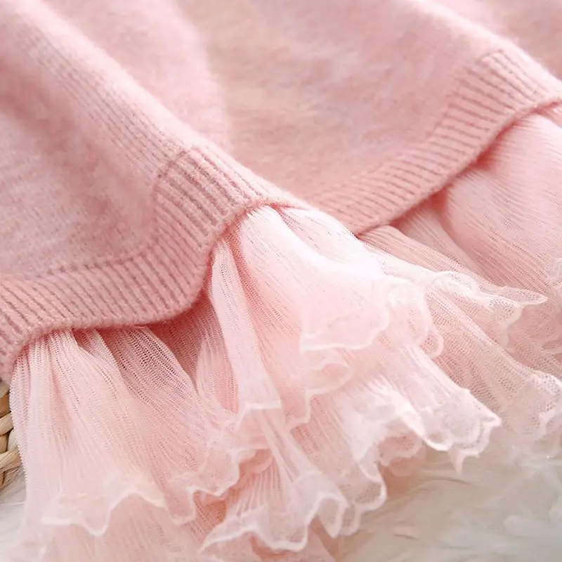 Женское трикотажное платье свитер составного кроя с длинным рукавом|Женские