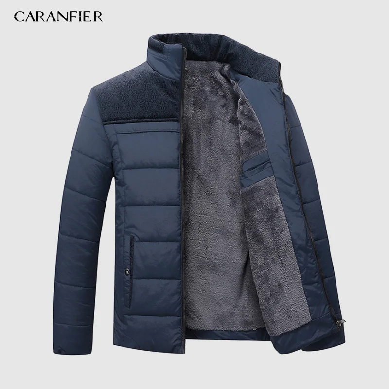 CARANFIER теплая толстая зимняя куртка мужская одежда Повседневная стоячий воротник высокое качество модное Брендовое зимнее пальто Мужская парка верхняя одежда