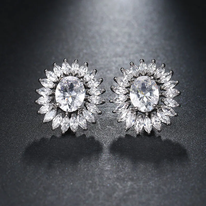 LXOEN модные круглые циркониевые женские серьги-гвоздики серебряного цвета для