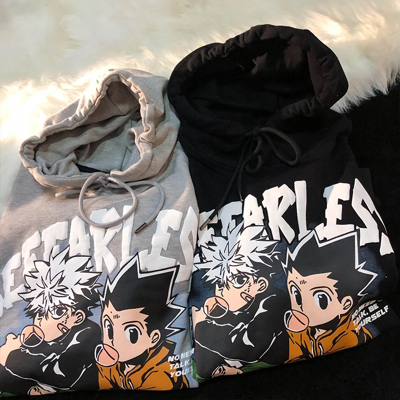 Милые мужские толстовки Hunter X Мужские Женские пуловеры Свитшот Killua Zoldyck Hisoka 90-х