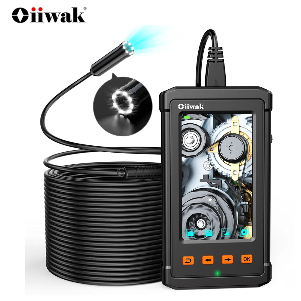 

Oiiwak Autofocus Industrial Endoscope Sewer Camera 5MP HD Digital Borescope Inspection Camera 4.3˝ IPS Screen IP67 32GB Card