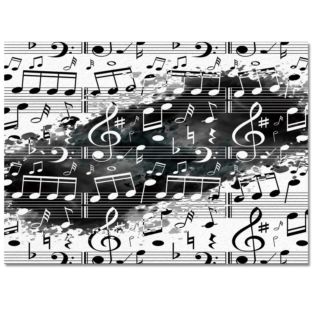 ?? ノート音楽黒、白水彩スプラッシュカーペットベッドルームベッドサイド毛布ラグクロークカーペットの寝室の装飾