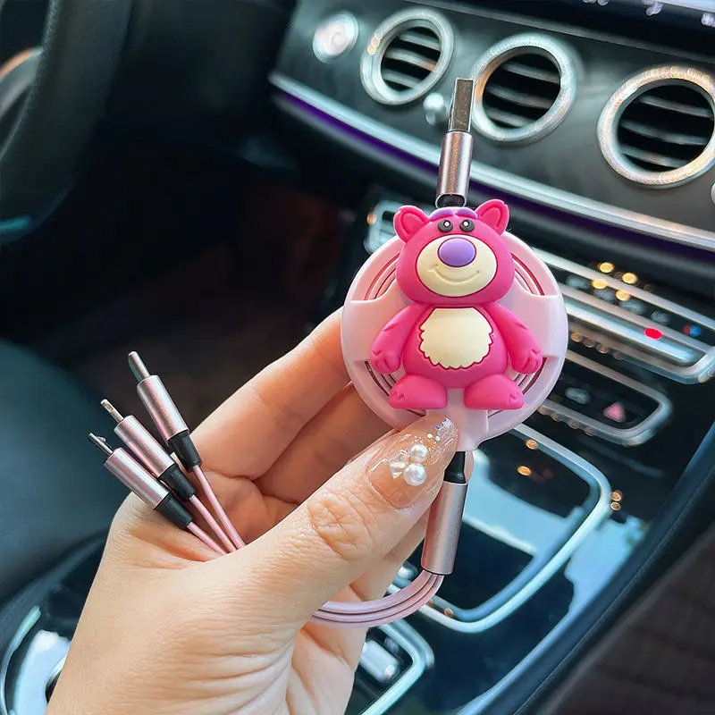 disney 3in1 data usb cable fast charger charging cable for iphone android huawei xiaomi universal cartoon cute phone data lines free global shipping