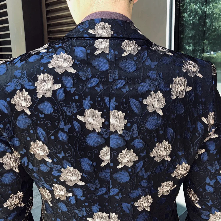 

Quality Luxury High Men Blazer Casual Slim Fit Suit Jacket Fashion Flower Print Men Coat Jacket Business Dress Blazers M-5XL