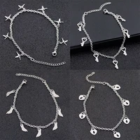 allergy free stainless steel ankle bracelet for women love heart key charm bracelet chain on leg foot chains anklet jewelry new