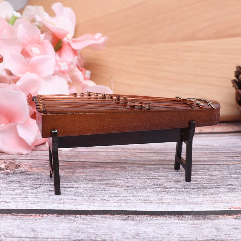 

1Set 1/12 Dollhouse Miniature Musical Instrument Guzheng Chinese Zither Instrument Toy With Box And Stand