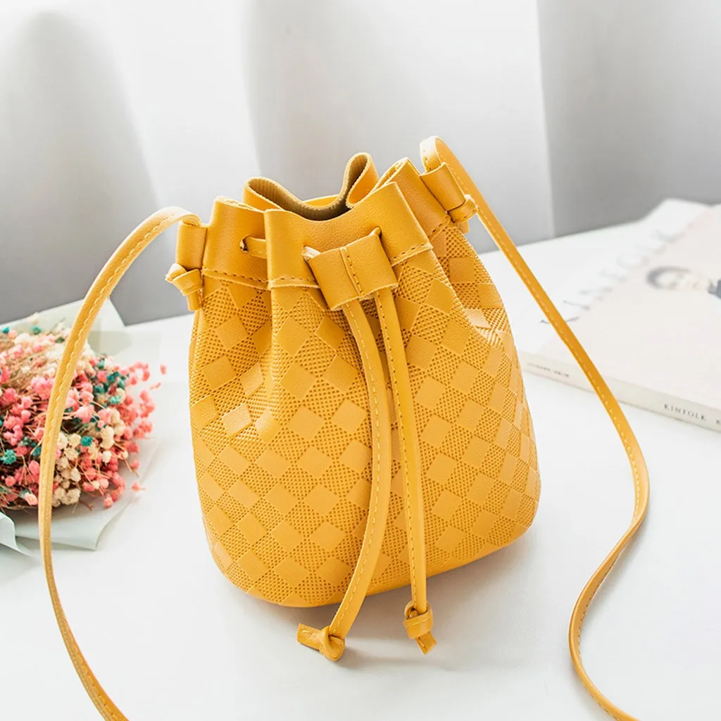 

Vintage Women Lattice Bucket Bag For Luxury Handbags Women Shoulder Bags Designer Girls Drawstring Messenger Crossbody Bag