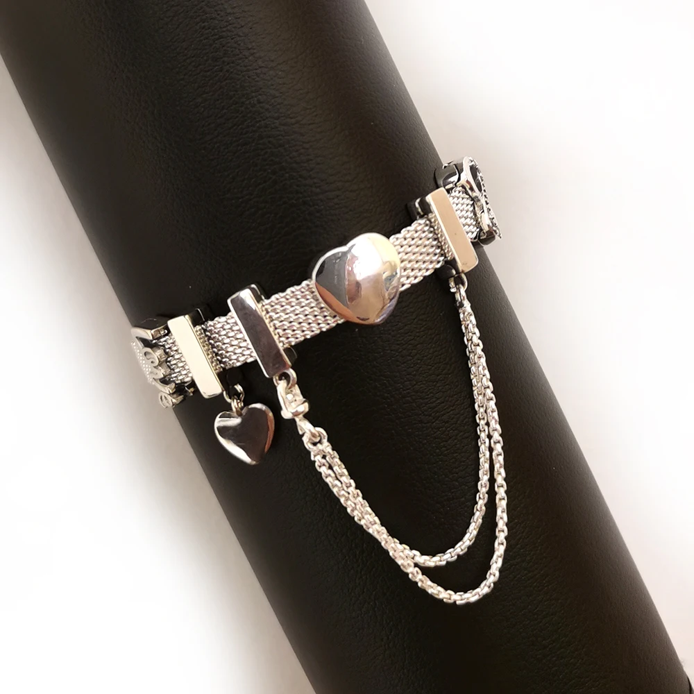 Женский браслет из серебра пробы с подвесками|Браслеты шармами| |