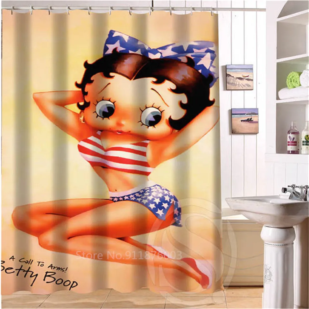 

Custom The Betty Boop Waterproof Fabric Bath Shower Curtain Mildewproof Polyester Bathroom Drop Shipping