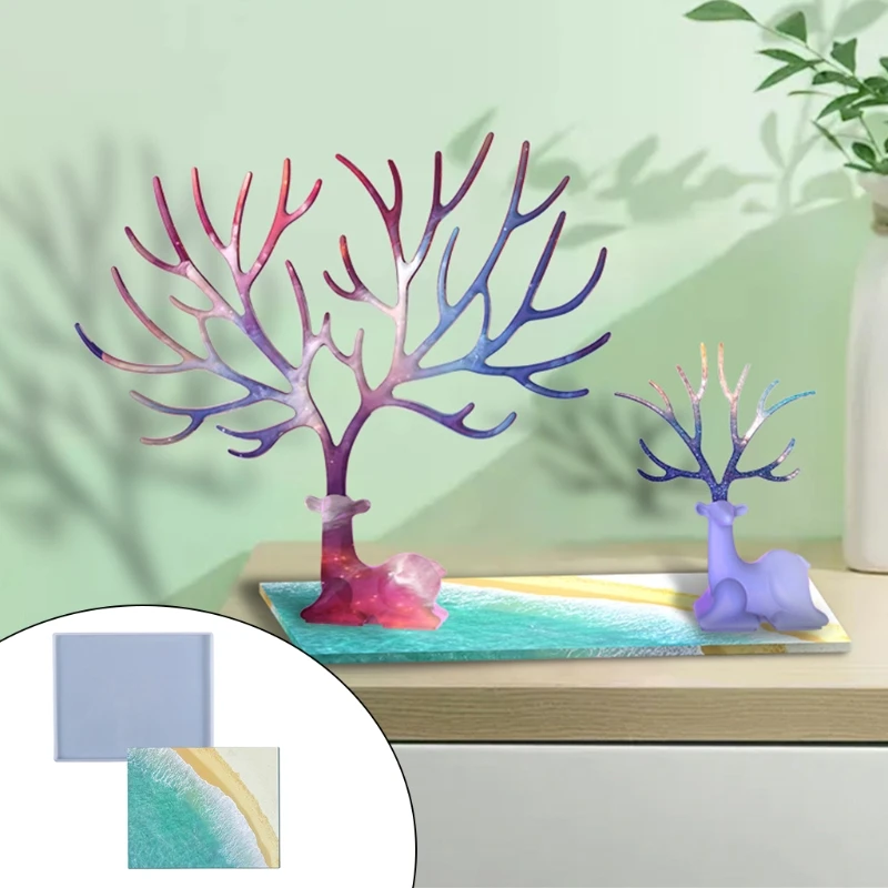 

Прямоугольник разделочная доска с украшением в виде кристаллов эпоксидная смола, форма подстаканник поднос силиконовая форма «сделай сам»...