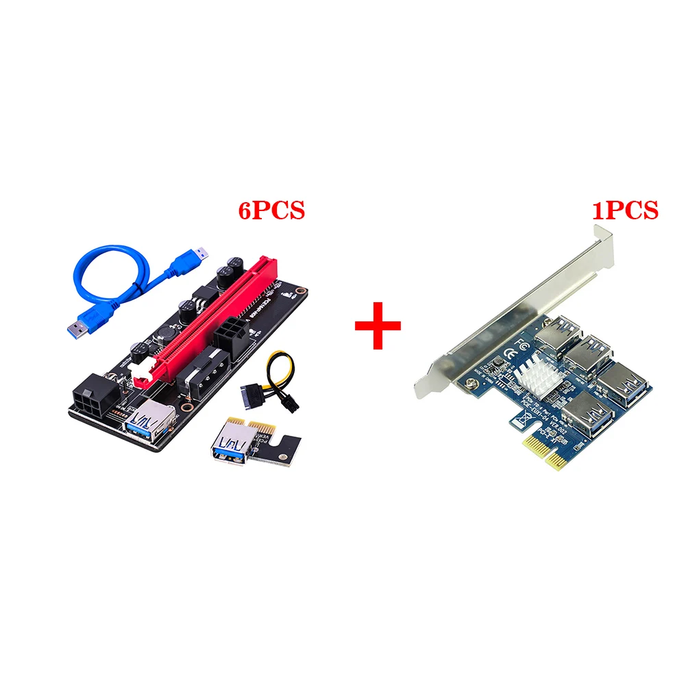 

VER009S USB 3.0 PCI-E Riser Express 1X 4x 8x 16x Extender Riser Adapter Card SATA 15pin to 6 pin Power Cable for Mining